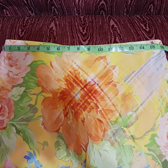 RALPH LAUREN Bright Yellow Floral Side Zip Skirt Size 10 - Picture 13 of 16